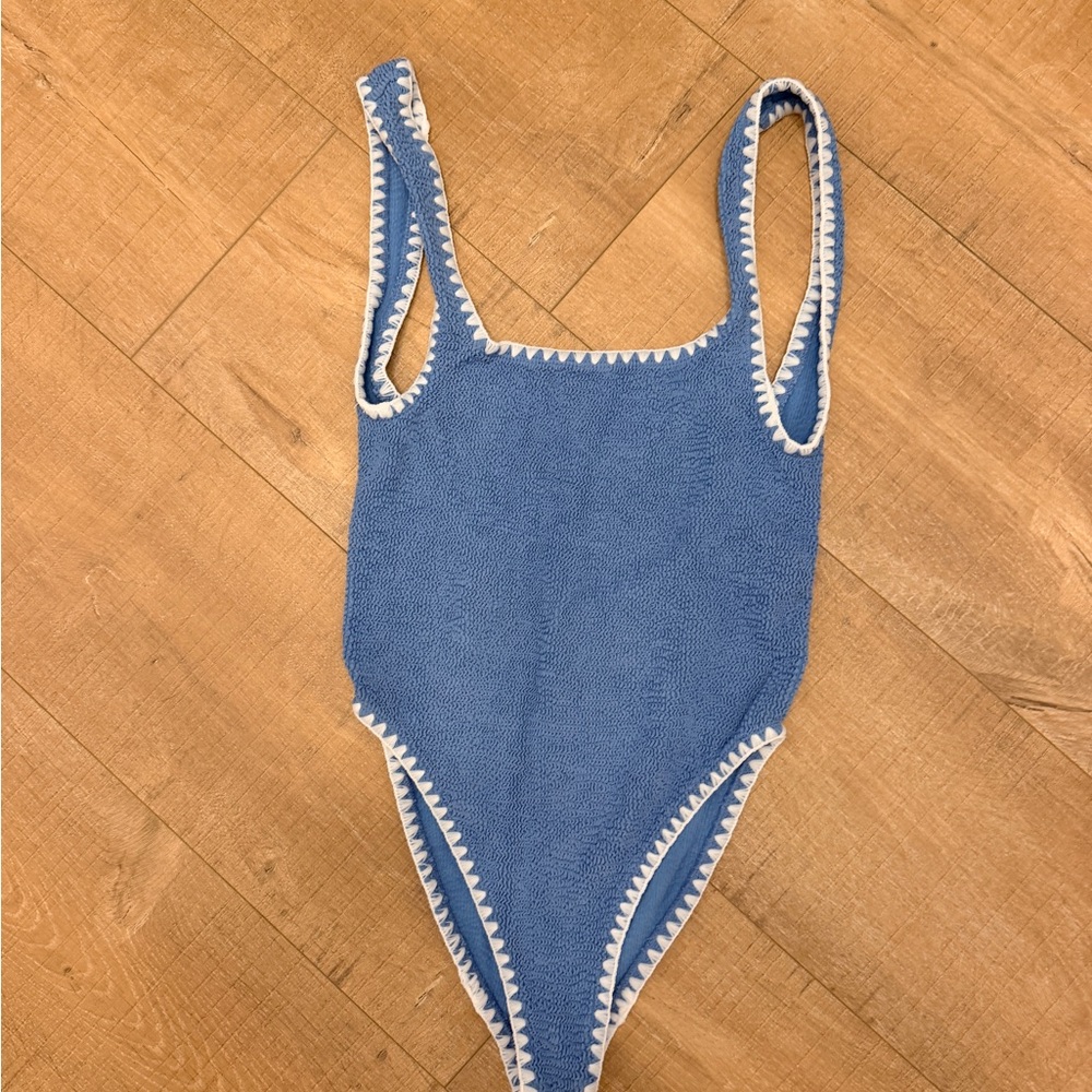 Surf Gypsy Blue One-Piece Swimsuit with White Trim